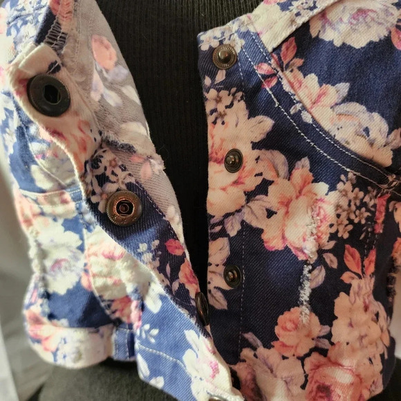 Nollie Floral Print Denim Bustier Large Festval Girlhoodcore boho Cowgirl Indie - Picture 3 of 12